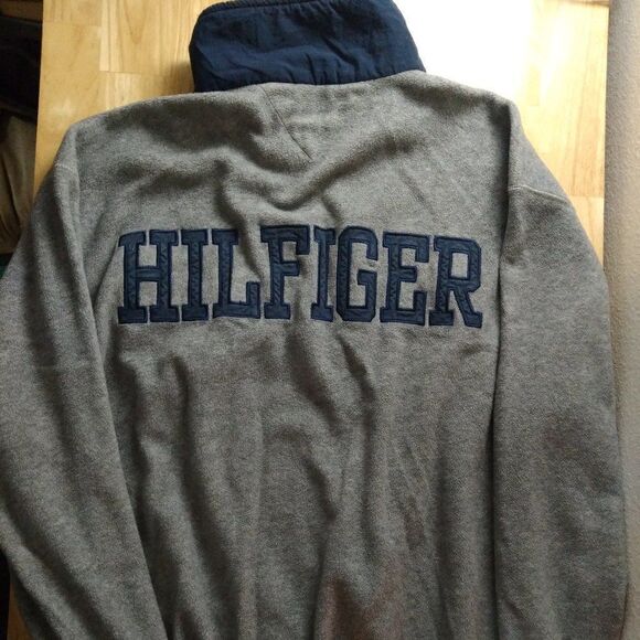 Vintage 90s Tommy Hilfiger Athletics Spell Out Pullover Fleece Jacket - Picture 1 of 8